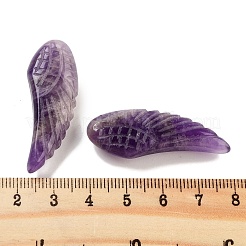 天然石アメジストペンダント  彫刻された翼のチャーム  40~40.5x14.5~16x7.5~8.5mm  穴：1.4~1.5mm&nbsp;G-C134-05E