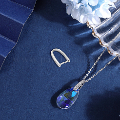 2Pcs Anti-Tarnish Rhodium Plated 925 Sterling Silver Micro Pave Cubic Zirconia Pendant Bails&nbsp;STER-BBC0007-23