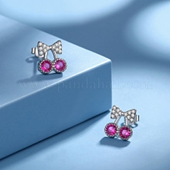 925 Sterling Silver Micro Pave Cubic Zirconia Stud Earrings&nbsp;EJEW-B144-02S