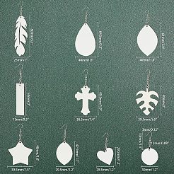 木材ダングルピアス  真鍮のピアスフックとアイスピックピンチベイル  混合図形  プラチナ  10セット /バッグ&nbsp;EJEW-GA0001-02P