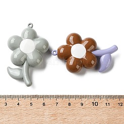 不透明なアクリル大きなペンダント  花のチャーム  ミックスカラー  53x33.5x13mm  穴：2mm&nbsp;AC-CBA6251-10