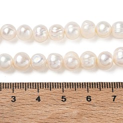 天然養殖淡水パールビーズ連売り  グレード2 A  ポテト  ベージュ  7~8mm  穴：0.5mm  約52~54個/連  13.58~13.66''（34.5~34.7センチメートル）&nbsp;PA-CBAC463-01