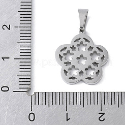 304ステンレスペンダント  中空花のチャーム  変色防止  ステンレス鋼色  17.5x15.5x2mm  穴：5.5x3.5mm&nbsp;STAS-S162-15P