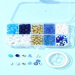 DIY イーブルアイ ランプワーク & ガラスビーズ ブレスレット ジュエリー作成キット  ミックスカラー  4~8x0.8~8mm  穴：1~2.3mm&nbsp;DIY-FS0007-43