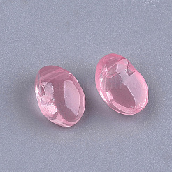 透明スプレー塗装ガラスチャーム  ティアドロップ  フラミンゴ  8.5x6x4.5mm  穴：0.8mm&nbsp;GLAA-S183-05E