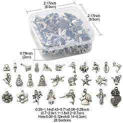 20g CCBプラスチックビーズ  DIYのジュエリーには  女の子＆フクロウ＆クローバー＆クロス＆マネーバッグ＆シェル＆魚＆蝶  アンティークシルバー  7~29x11~18x2~7mm  穴：1.4~3mm&nbsp;CCB-YW0001-20