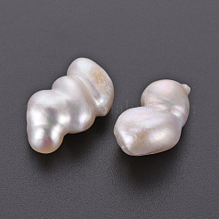 ナチュラルケシパールビーズ  養殖淡水パール  穴なし/ドリルなし  ヒョウタン  貝殻色  15~20x12~14x8~12mm&nbsp;PEAR-N020-O02