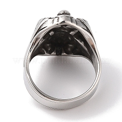 Viking 304 Stainless Steel Angel Cross Sword Wide Finger Rings for Mens&nbsp;RJEW-U005-03AS