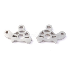 変色しない304ステンレススチールチャーム  レーザー切断  カメ  ステンレス鋼色  12x7.5x1.5mm  穴：1.5mm&nbsp;STAS-O142-67P