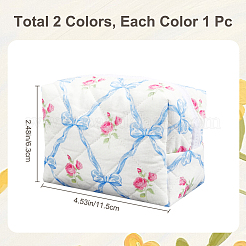 2Pcs 2 Colors Flower Print Cotton & Polyester Cosmetic Zipper Bag&nbsp;AJEW-CN0002-82