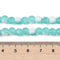つや消しクラックルガラスビーズ  ロンデル  ターコイズ  8x7mm  穴：1.6mm&nbsp;X1-GLAA-U001-8mm-M02