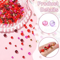 1000個 3種類のガラスロンデルビーズ  多面カット  レッド  4~8mm&nbsp;GLAA-CJC0009-09B