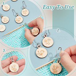Wooden Pendant Stitch Markers&nbsp;FIND-WH0110-776