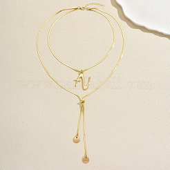 304 Stainless Steel Letter Z Pendant Double Layered Y-shaped Long Lariat Necklaces for Women&nbsp;AE9765