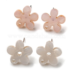 アクリルスタッドピアスパーツ  304ステンレスピン付き  花  ピンク  12x12.5mm  穴：1.5mm  ピン：0.8mm&nbsp;OACR-E021-02P