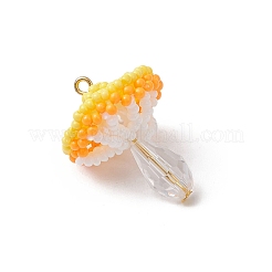 3Pcs 3 Colors Glass Seed Beaded Mushroom Pendants&nbsp;PALLOY-MZ00851