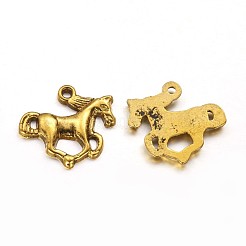 合金のチベット風チャーム  馬  アンティーク黄金  鉛フリー＆カドミウムフリー  15x20x2.5mm  穴：2mm&nbsp;GLF1172Y