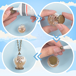 真鍮とガラスの丸型ペンダントのDIYキット  アンティークブロンズ  トレイ：15mm  16.5x4mm&nbsp;DIY-GO0002-24