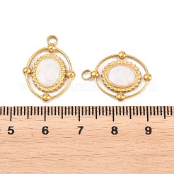 304ステンレススチールエナメルペンダント  楕円形のチャーム  イオンプレーティング（ip）  18KGP本金メッキ  21x16x2.5mm  穴：2mm&nbsp;STAS-K293-15G