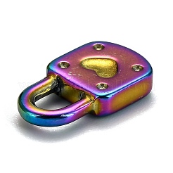 イオンプレーティング（IP）304ステンレススチールペンダントラインストーンセッティング  ロック  虹色  17.5x10.5x3.5mm  穴：4x5mm&nbsp;STAS-G214-08MC