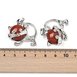 Natural Red Jasper Kitten Pendants&nbsp;G-J386-C17-16
