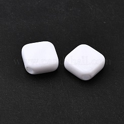不透明なアクリルビーズ  菱形  ホワイト  13x13.5x5mm  穴：2mm&nbsp;OACR-WH0055-02A