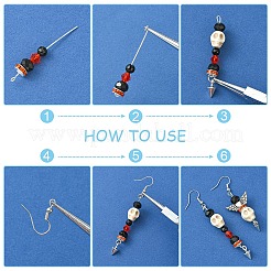ゴシック スカル & ローズ 合成ターコイズ イヤリング 作成キット  ミックスカラー  6~20x1~18mm&nbsp;DIY-YW0009-96