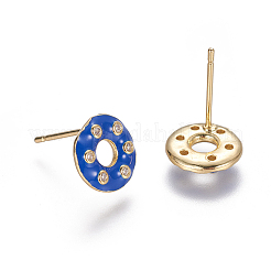 Brass Micro Pave Cubic Zirconia Ear Studs&nbsp;EJEW-F209-04A-G