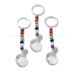 Natural & Synthetic Mixed Gemstone & Brass Cheetah Keychain&nbsp;KEYC-H019-01P