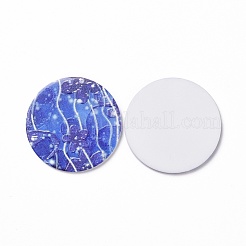 アクリルカボション  ヘアピン用  ヘア＆イヤリングアクセサリー  花柄とフラットラウンド  藤紫色  34.5x2.5mm&nbsp;MACR-C002-06