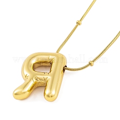 イオンプレーティング(IP) 頭文字 304 ステンレス ペンダント ネックレス  18KGP本金メッキ  文字r  15.91インチ（40.4cm）  ペンダント：19.7x15.6mm&nbsp;X-NJEW-R265-05G-R