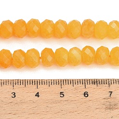 ファセットカットされた染色済みの天然白翡翠ビーズの連  ロンデル  ゴールド  8x5.5~6mm  穴：1mm  約64~66個/連  14.76~15.16''（37.5~38.5センチメートル）&nbsp;GG-CBAE966-01A-C