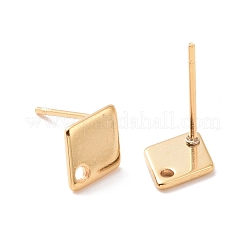 201 ステンレススチールスタッドピアス金具  穴と316ステンレススチールピン付き  菱形  24KGP本金メッキ  9x7mm  穴：1mm  ピン：0.7mm&nbsp;STAS-K241-01G