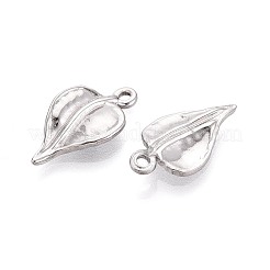 304ステンレススチールのリーフペンダント  変色しない  ステンレス鋼色  19x11x2mm  穴：1.6mm&nbsp;STAS-T067-50P
