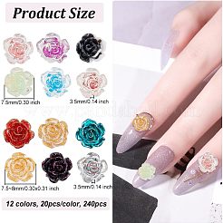 240Pcs 12 Style Camellia Transparent Resin Cabochons&nbsp;MRMJ-OC0003-41