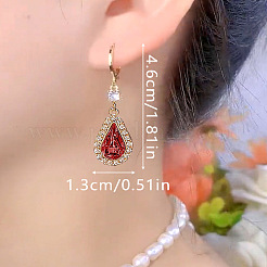 合金ラインストーンティアドロップペンダントネックレス＆イヤリングセット（女性用）  レッド  ネックレス：450ミリメートル&nbsp;FS-WG460D0-01