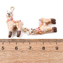 合金エナメルチャーム  動物のチャーム  ゴールドカラー  アルパカチャーム  25x13x7mm  穴：1.3mm&nbsp;LS-ENAM-F162-02B