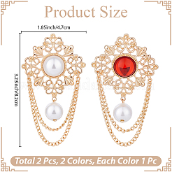 2Pcs 2 Colors Flower ABS Plastic Imitation Pearl Brooches&nbsp;JEWB-CP0001-57