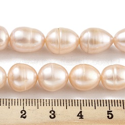 天然養殖淡水パールビーズ連売り  グレード3 A  ライス  桃パフ  10~11mm  穴：0.7mm  約15個/連  6.69~7.09''（17~18センチメートル）&nbsp;PEAR-P062-12A