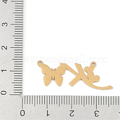 304ステンレスペンダント  文字と蝶のチャーム  文字k  11.5x31x0.9mm  穴：1.2mm&nbsp;STAS-L279-002G-K