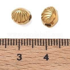 304ステンレススチールビーズ  シェル形状  イオンプレーティング（ip）  18KGP本金メッキ  6.5x7x7mm  穴：2.2mm&nbsp;SA-CBA740F-16G
