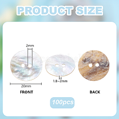 100Pcs Natural Akoya Shell Buttons&nbsp;BUTT-PH0001-41B