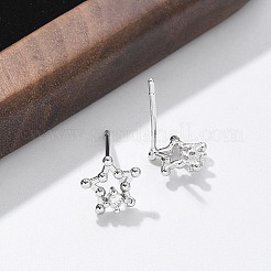 真鍮クリアキュービックジルコニアスタッドピアス  スター  プラチナ  7.5x8mm&nbsp;EJEW-Q014-13P
