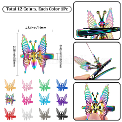 12Pcs 12 Colors Alloy Alligator Hair Clips for Women&nbsp;OHAR-SP0001-07