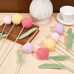 8Pcs 4 Colors Polyester with Iron Wire Artificial Tulip Flower&nbsp;AJEW-ME0001-26A