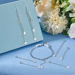 4Pcs 2 Styles 925 Sterling Silver Plated Sterling Silver Curb Chain Extender&nbsp;FIND-BC0005-13A