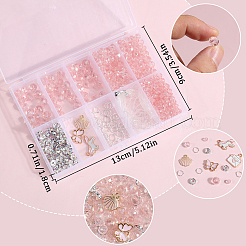 DIYガラスビーズと合金エナメルチャームブレスレット作りキット  ピンク  8x6mm  穴：1mm&nbsp;DIY-SP0001-57A