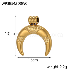304ステンレスペンダント  ムーンチャーム  イオンプレーティング（ip）  14KGP本金メッキ  17x15mm  穴：2mm&nbsp;STAS-OY019-70G