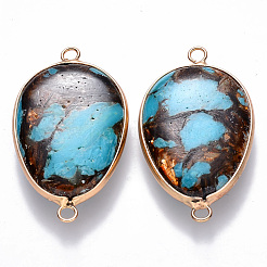 Assembled Bronzite and Synthetic Aqua Terra Jasper Links connectors&nbsp;G-R457-10