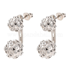 Brass Micro Pave Cubic Zirconia Stud Earrings&nbsp;EJEW-D351-13P-02